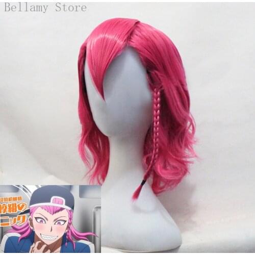 Anime Danganronpa V3 Kazuichi Souda Cosplay hairwear Style Short Shocking Pink Wig+Wig Cap