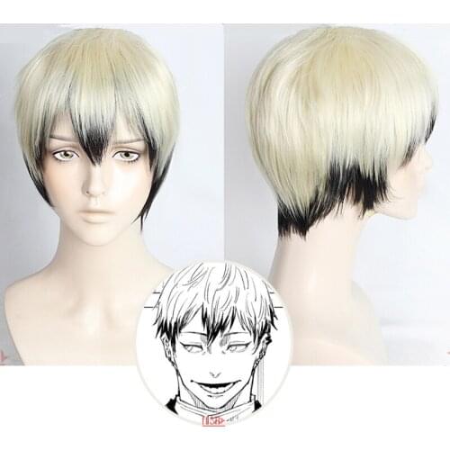 Anime Jujutsu Kaisen Cosplay Wig Naoya Zenin Short Golden Hair Cosplay Wig Free Wig Cap Synthetic Party Props Adult Accessories