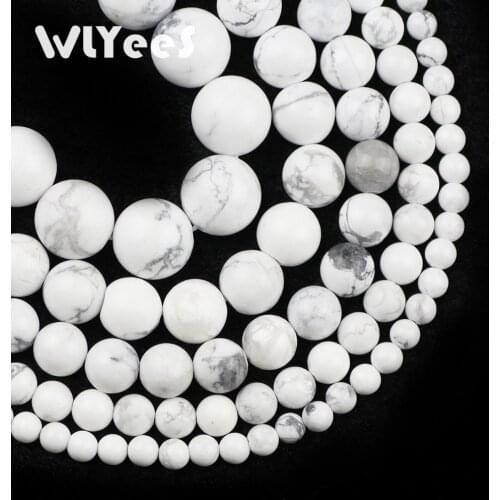 WLYeeS White synthetic pine beads Natural stone 4-12mm Round Loose beads for jewelry Bracelet Necklace Making DIY Factory price