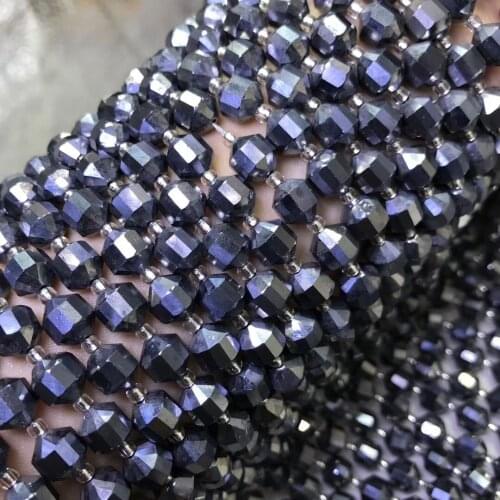 Natural hematite faceted spacer loose beads black stone DIY for jewelry making bracelet necklace perles semi precious design