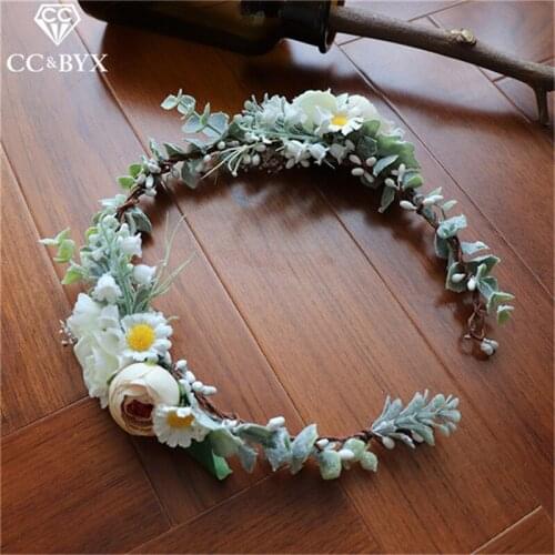 CC Engagement Jewelry Tiara Crown Fairy White Rose Leaf Wedding Hair Accessories For Bridal Seaside Beach Party Gifts Diy mq039