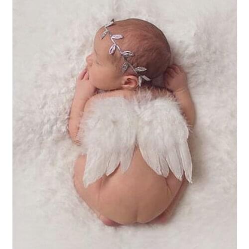 Childrens Photo Suit Newborn Photo Angel Feather Suit European And American Newborn Leaf Hair Band Suit Baby Photo Props