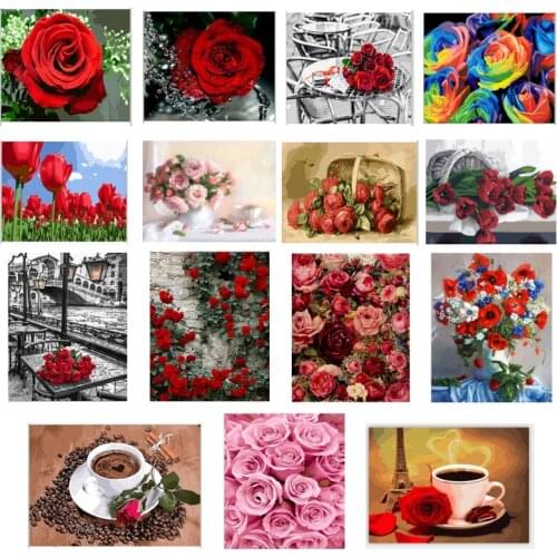 GATYZTORY Frameless diy Painting By numbers Wall Art Canvas flowers picture paint by number for cuadros decorativos