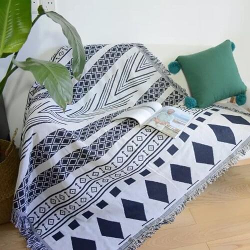 Retro cotton carpet thick blanket Sofa towel bed cover living room Felts wall tapestry farmhouse decor furniture covers