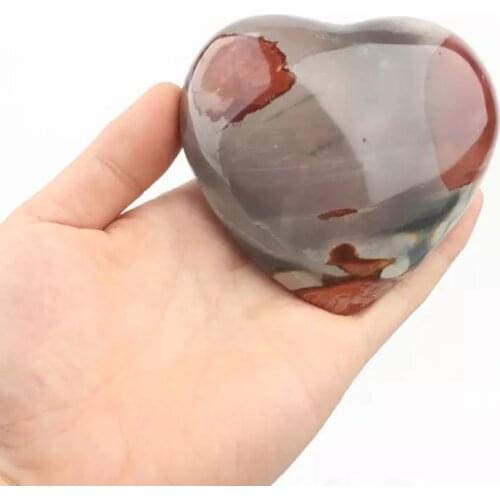 MOKAGY 70mm-80mm Polished Natural Ocean Jasper Crystal Heart for Souvenirs 1pc