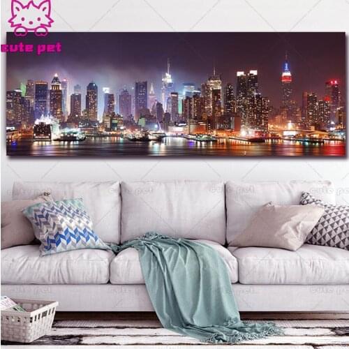 Beautiful city night scene Full Square round Diamond 5D DIY Diamond Painting Embroidery Cross Stitch diamond Mosaic large decor