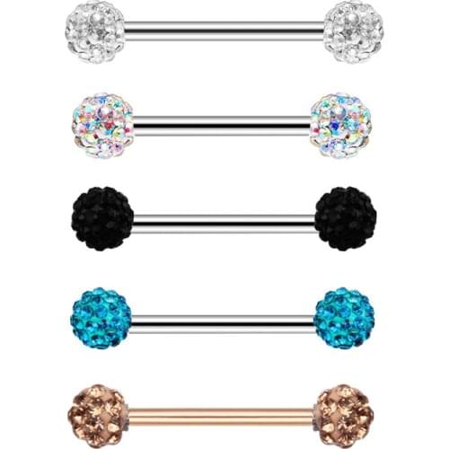 New 2Pcs/lot High Quality Surgical Steel Zircon Body Nipple Rings Jewelry Women Bar Barbell Piercing Ring Piercing Body Jewelry
