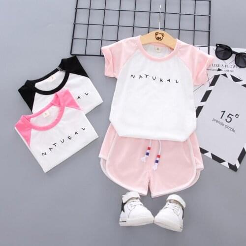 Summer Baby Boys Clothing Sets Children Cartoon Letter patchwork T Shirt 2 Pcs/Sets Clothes Suits Kids Fashion Cotton Tracksutis