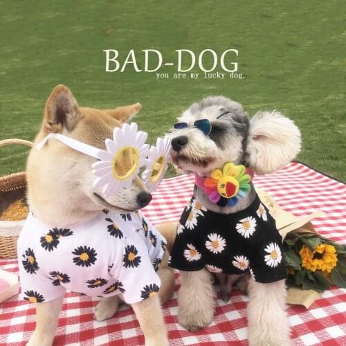 Printing Summer Pet Dog Clothes Puppy Tshirt Vest For Small Medium Dogs Little Daisies Cute Clothes French Bulldog Outdoor Costu