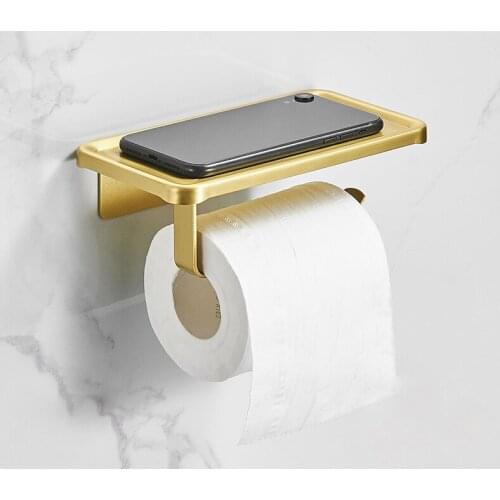 Brushed Gold Toilet Paper Holder 304 Stainless Steel Toilet Roll Holder Bathroom Wall Mounted Paper Holder