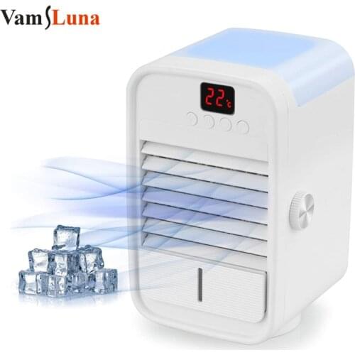 Mini Evaporative Table Fan with Automatic Rotation & Temp Display, Personal Portable USB Air Cooler Fan Water Cooled Home Office