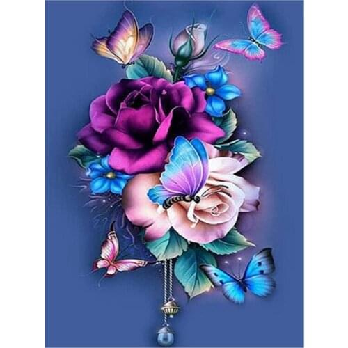 Diamond Painting Set Butterfly Flower DIAMOND Art HD Canvas DIY All DIAMOND Round Crystal Rhinestone Gem Craft Painting
