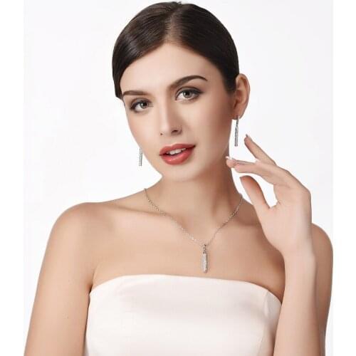 Jewelry Sets For Women Necklace Fashion Jewelry Yellow Gold Color Long Earrings Crystal Bridal Jewelry Sets PE911