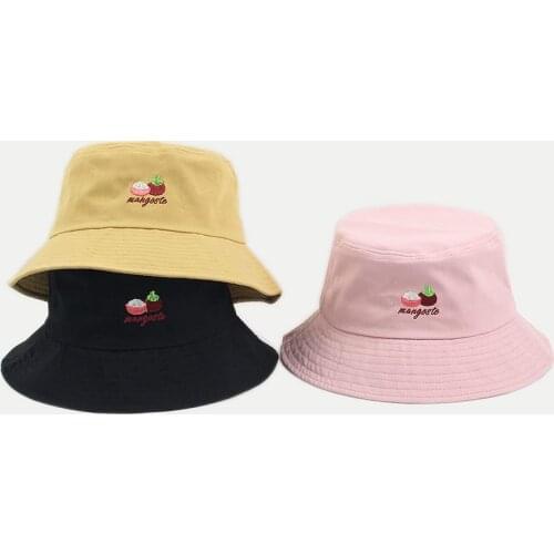 Bucket Hat Women Men Spring Summer Sun Beach Fruit Mangosteen Wide Brim Hiphop Cap Outdoor Accessory For Teenagers
