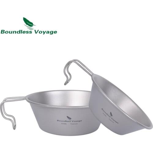 Boundless Voyage Titanium Sierra Cup Bowl with Folding Handle Outdoor Camping Picnic Portable Tableware 300ml 450ml