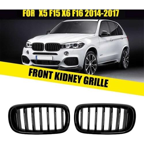 2Pcs Car Front Hood Kidney Grille Grill Mesh Racing Grills for-BMW F15 F16 X5 X6 2014 2015 2016 2017
