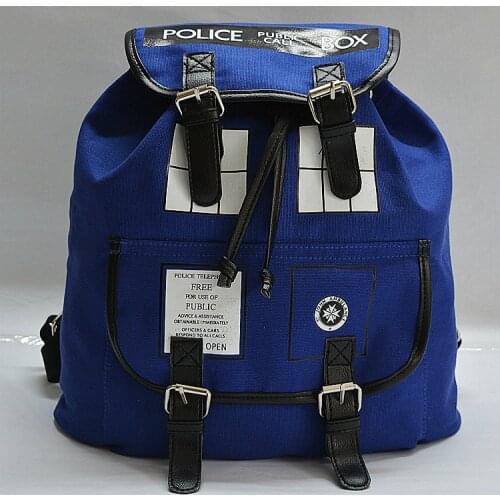 Doctor Dr Who Cosplay Daypack Police Box Shoulder Backpack Unisex Double Straps Rucksack Knapsack Gift