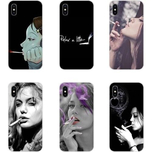 Silicone Cases Cover For Apple iPhone X XR XS 11Pro MAX 4S 5S 5C SE 6S 7 8 Plus ipod touch 5 6 sexy woman girl Cigarette Smoking