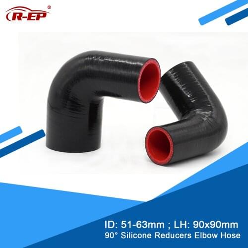 R-EP 90 degrees Reducer Silicone Elbow Hose 51-63MM Air Intake Pipe Rubber Joiner Inter cooler for Supercharger Piping Flexible