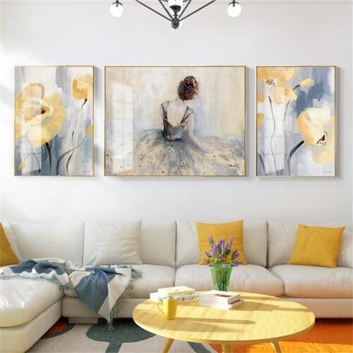 Nordic Wear Wedding Dress Girl Wall Art Poster Flower Art Print Waterproof Ink Canvas Painting Modern Pictures Living Room Decor