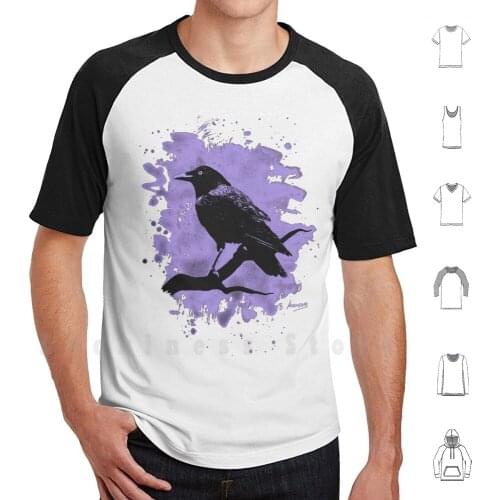 Crow Bleached Violet T Shirt DIY Cotton Big Size S-6xl Crow Raven Kr ? He Raabe Horror Gothic Goth Metal Punk Psychobilly