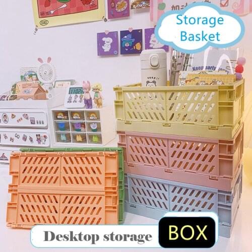 Candy Color DIY Foldable Desktop Plastic Storage Box Large Capacity Cosmetic Lipstick Jewelry Organizer Basket School Stationery