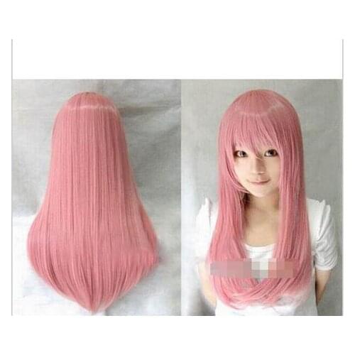 Zhaoxia++01518@Q8+++60cm 24 inch Long Pink Straight wig Fashion anime party Cosplay Hair Wigs