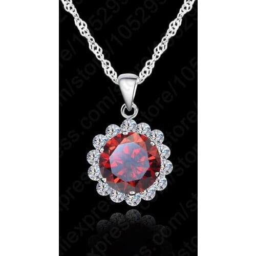 Fashion Woman Wedding Jewelry 925 Sterling Silver Chain Cubic Zirconia Necklace Pendants Crystal Lovely Necklaces