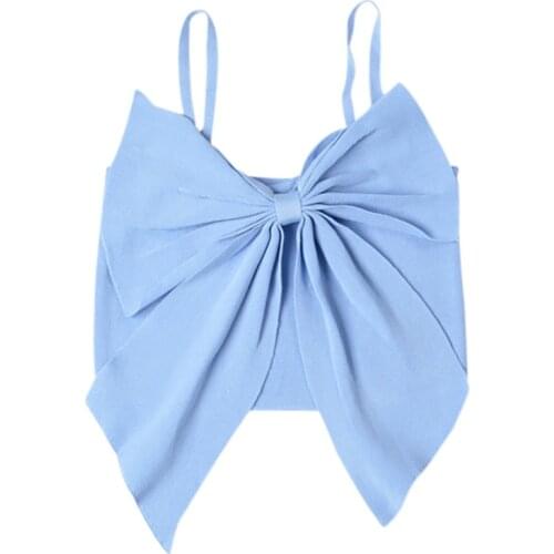 Women Tank Top Sleeveless Big Bow Vest Camisole Spaghetti Strap Cami Girls Streetwear Party Tops Fashion Nightclub Wear Crop Top