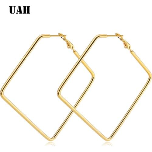 UAH big hoop earrings for women stainless steel hoop earrings large ear rings huggie Square circle earrings fashion jewelry