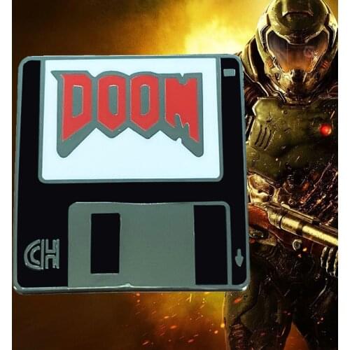 Shooter Game Doom Hard Enamel Pin Eternal Berserk Cheat Code Floppy Disk Badge Doomguy flair addition