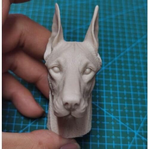 1/6 scale soldier giant dog Doberman dog head animal head sculpture unpainted for 12 inch action figure body model toy