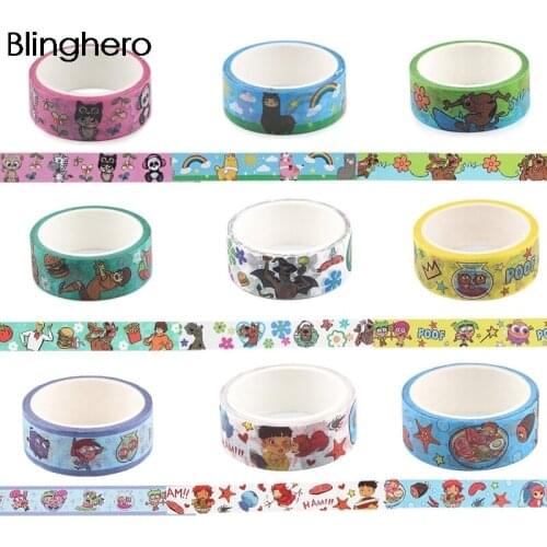 10pcs/lot BH1032 Blinghero 15mmX5m Cartoon Washi Tape Paper DIY Planner Tape Adhesive Tapes Stickers Decorative Stationery Tapes