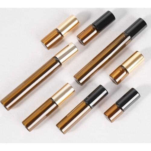 10 PCS Refillable Amber 1ML 2ML 3ML 5ML 10ML Roll On Roller Bottle For Essential Oils Perfume Vials Jars Tube Deodorant
