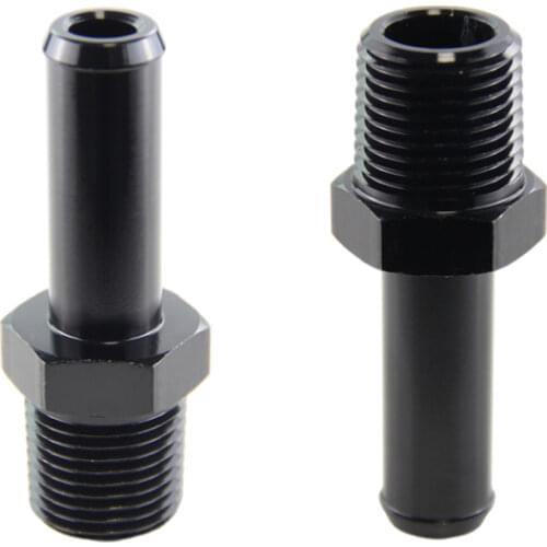 2PCS ALUMINUM 1/2" NPT MALE STRAIGHT TO 5/8" HOSE BARB NIPPLE AN10 FITTING BLACK