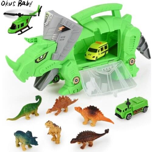 2019 Cute Funny Toy Dinosaur Transporter High-Definition Storage Box Car Kids Portable Container Truck Toys Christmass Day Gift