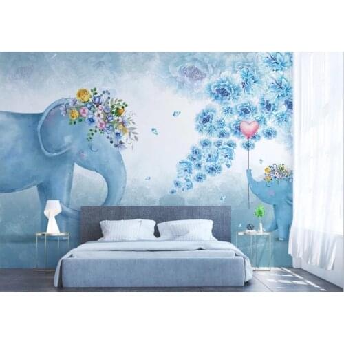 3d wall murals wallpaper for living room Hand painted elephant flower children home decor photo wallpaper for walls 3 d