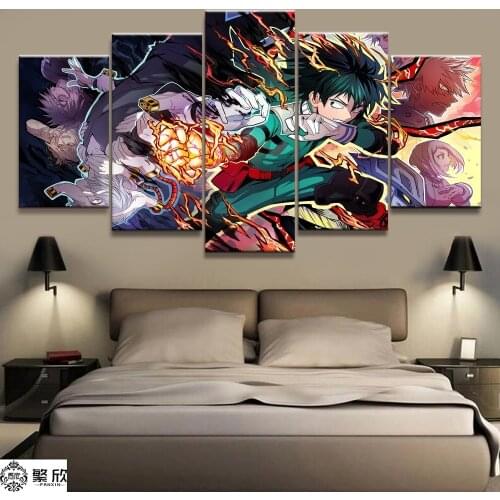 5 Panel My Hero Academia Animation Canvas Printed Painting For Living Room Wall Art Home Decor HD Picture Artwork Modern Poster