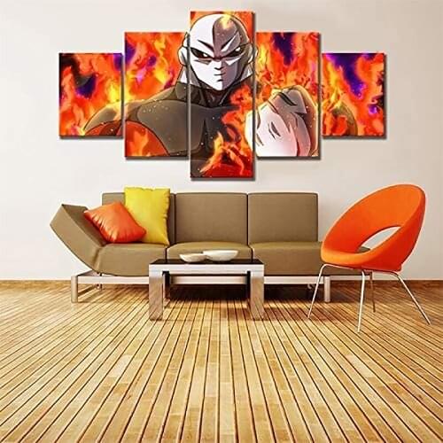 5 Piece Canvas Wall Art Anime Poster Modular Pictures Prints Manga Saiyan Figure Home Living Room Decorative Painting Frame