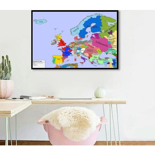 90*60 cm The Europe Political and Road Map Modern Wall Art Poster Canvas Painting Home Decoration Children School Supplies