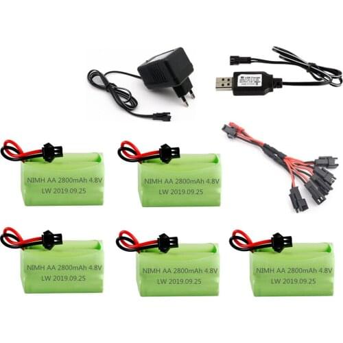 4.8v 2800mAh Battery and 4.8v Charger For Rc toys Cars Tanks Robots Boats Guns 4.8v Rechargeable Battery Ni-MH AA Battery Pack