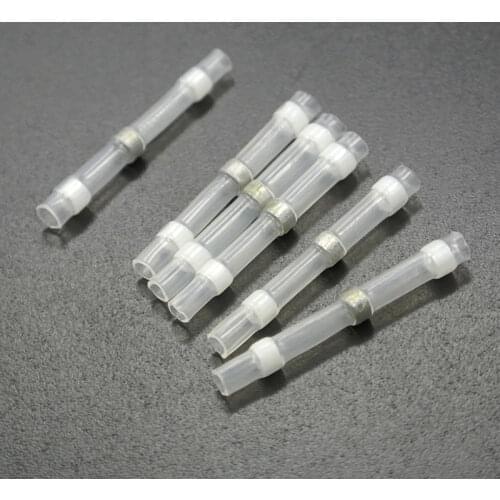 100x White AWG 26-24 GA Heat Shrink Solder Splice Butt Terminal Connector Heatshrink No Crimp
