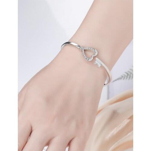 Adjustable Heart Key Stainless Steel Bracelet Jewelry