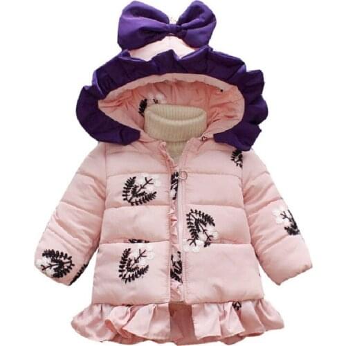 New Coat Baby Girl Print Flower Hooded Thickness Autumn Winter Infant Jacket Baby Coat 8BB007