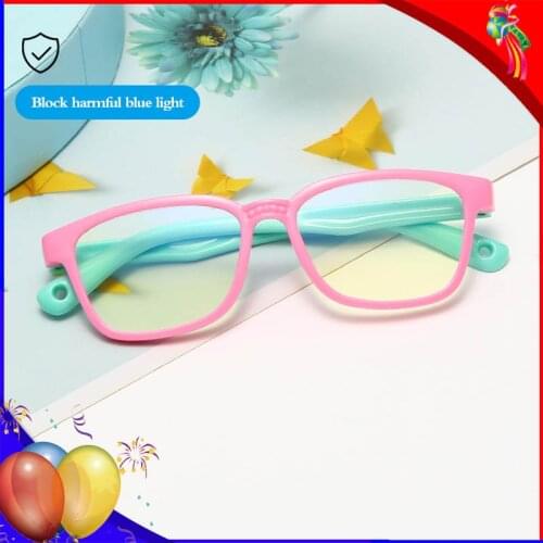 Kids Blue Light Gaming Glasses Boys Girls Computer Playing Anti Radiation Protection Blocker Durable Silicone Square Frame Eyewe