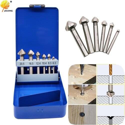JIGONG 6pcs boxed 90 Degree Chamfering End Mill Milling Cutter Bits For Wood Metal Drill Bit