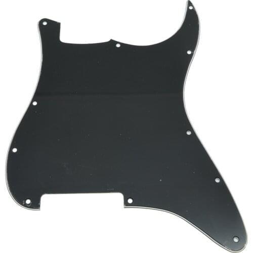 KAISH 11 Hole Blank ST Pickguard Scratch Plate No Pickup Holes Black 3 Ply