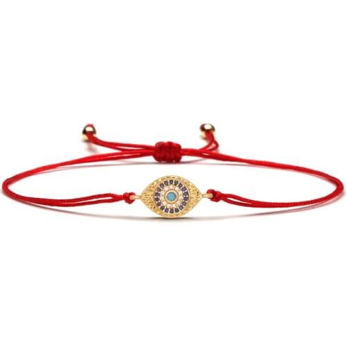 Tiny Blue AAA Cubic Zirconia Stones Evil Eye Luck Charm Bracelet Dainty Red String Simple Handmade Protect Jewelry Gift Women