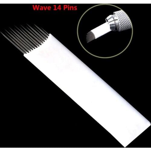 Top selling 50Pcs Microblading Needles Wave 14 pins for Microblading Embroidery Pen Pernement Makeup Eyebrow Tattoo Pen Machine