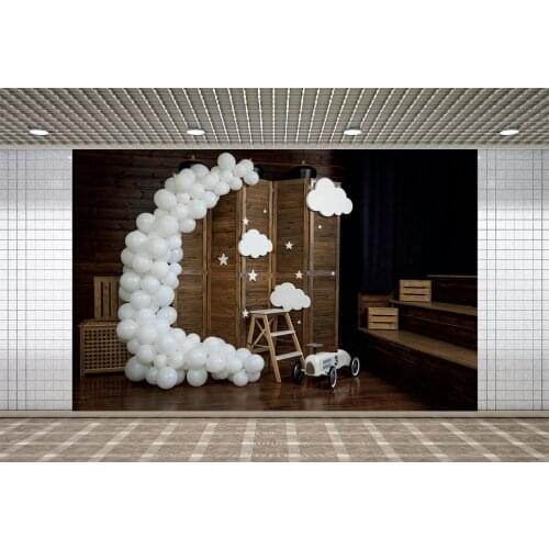 Lyavshi Balloon Cloud Wooden Screen Backdrop Baby Shower Decoration Birthday Photography Background Decor For Photo Studio Props